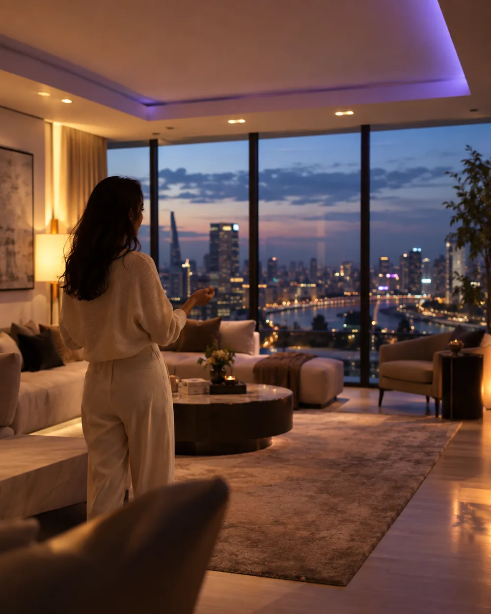 Homeowner controlling the smart home by voice