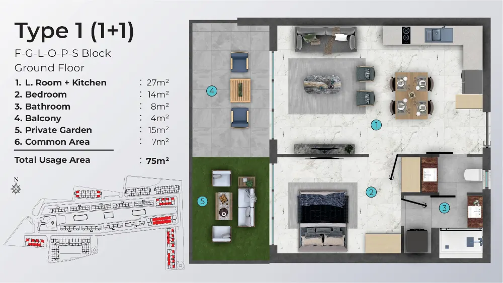 Dolce Vita North Cyprus 1 Bedroom Type1