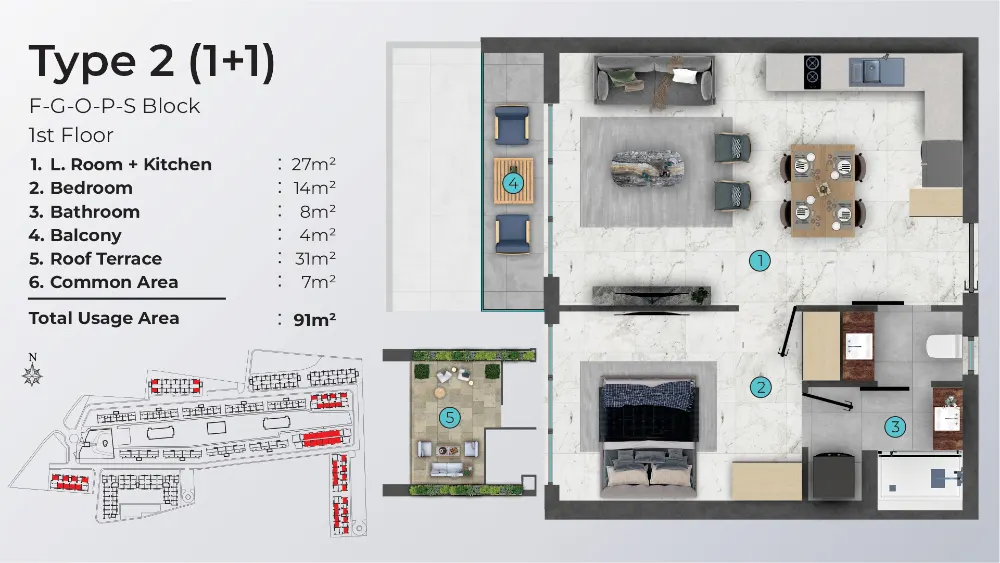 Dolce Vita North Cyprus 1 Bedroom Type2