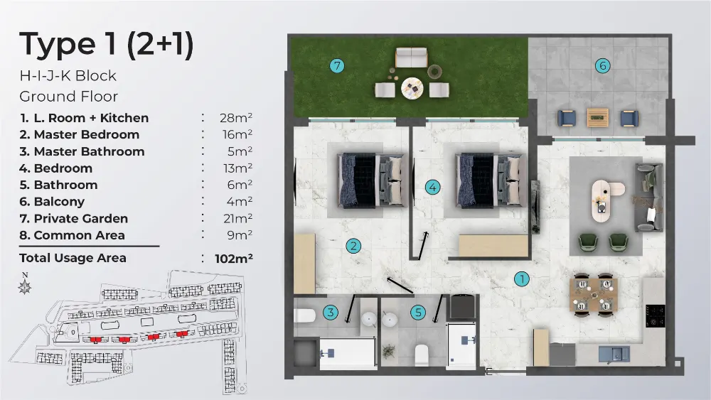 Dolce Vita North Cyprus 2 Bedroom Type1