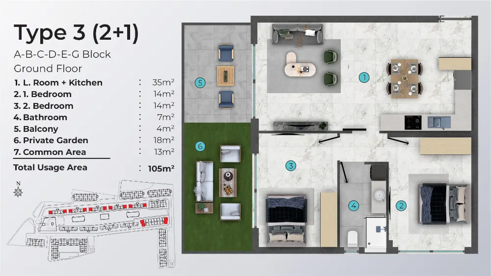 Dolce Vita North Cyprus 2 Bedroom Type3