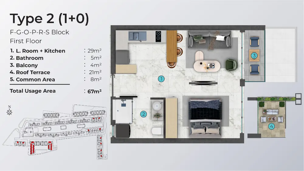Dolce Vita North Cyprus Studio Flat Type2