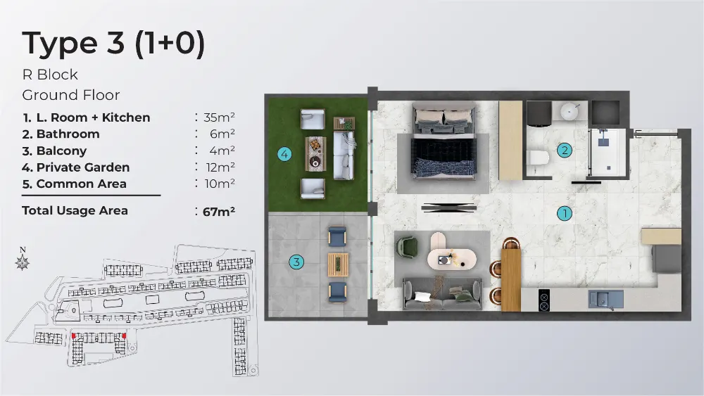 Dolce Vita North Cyprus Studio Flat Type3
