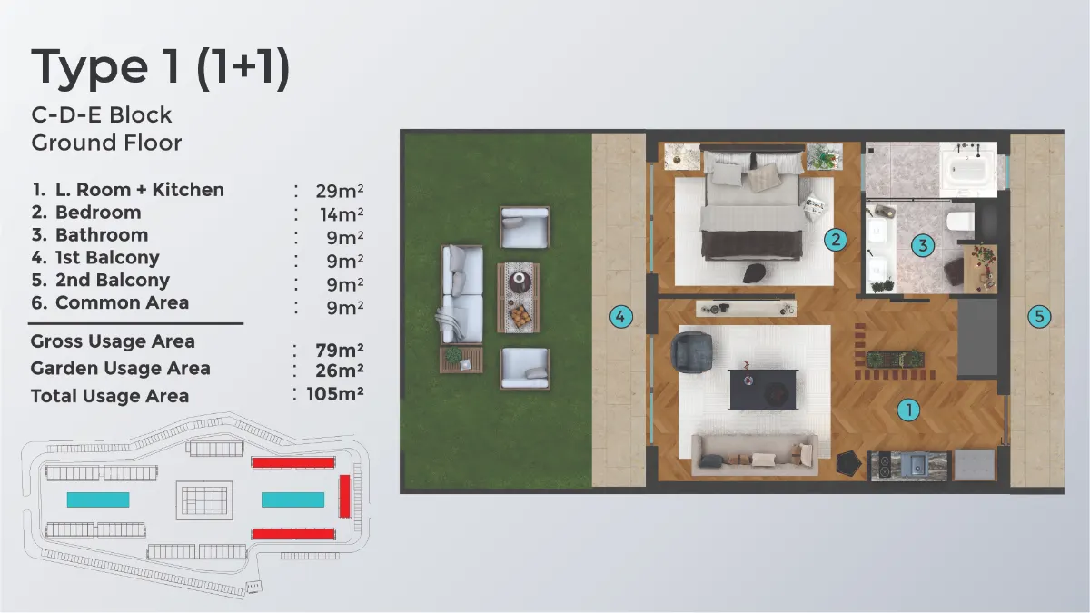 Seafront Iskele North Cyprus 1 Bedroom Type 1